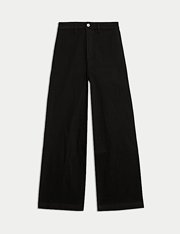 High Waisted Wide Leg Ankle Grazer Jeans - US