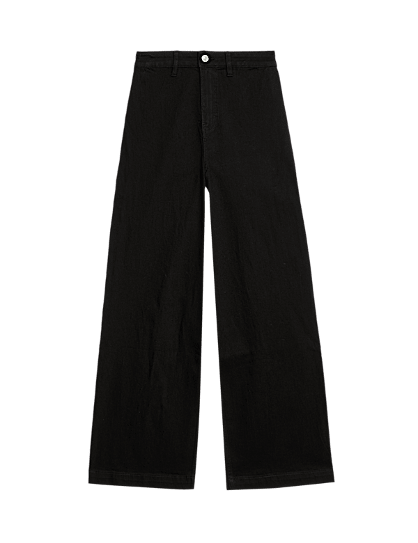 High Waisted Wide Leg Ankle Grazer Jeans