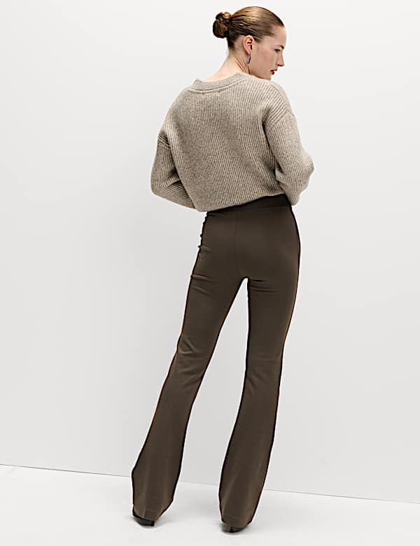 Jersey Elasticated Waist Flared Trousers
