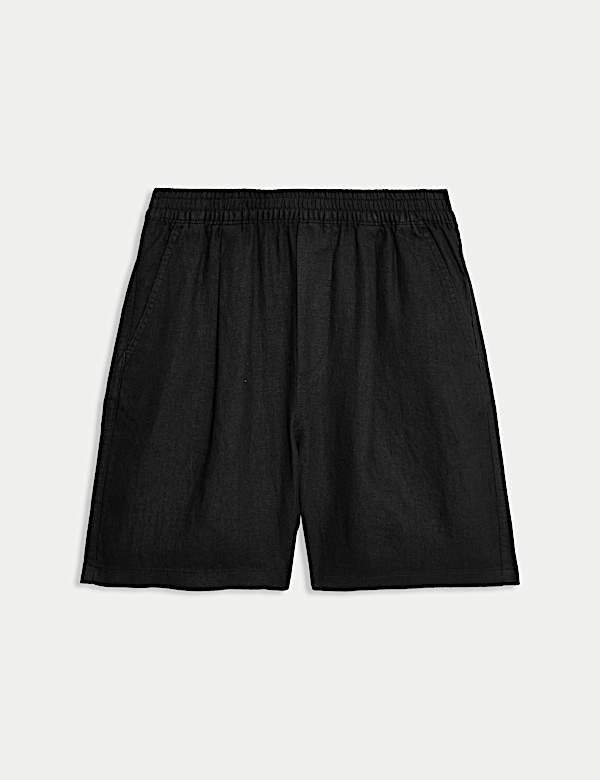 Korte broek van zuiver linnen met hoge taille - BE