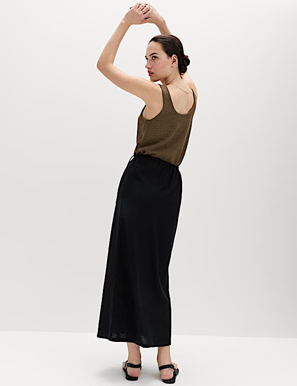 Linen Rich Maxi Wrap Skirt - FR