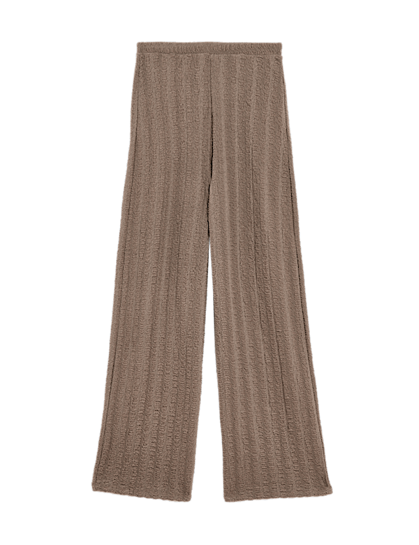 Textured Elasticated Waist Wide Leg Trousers