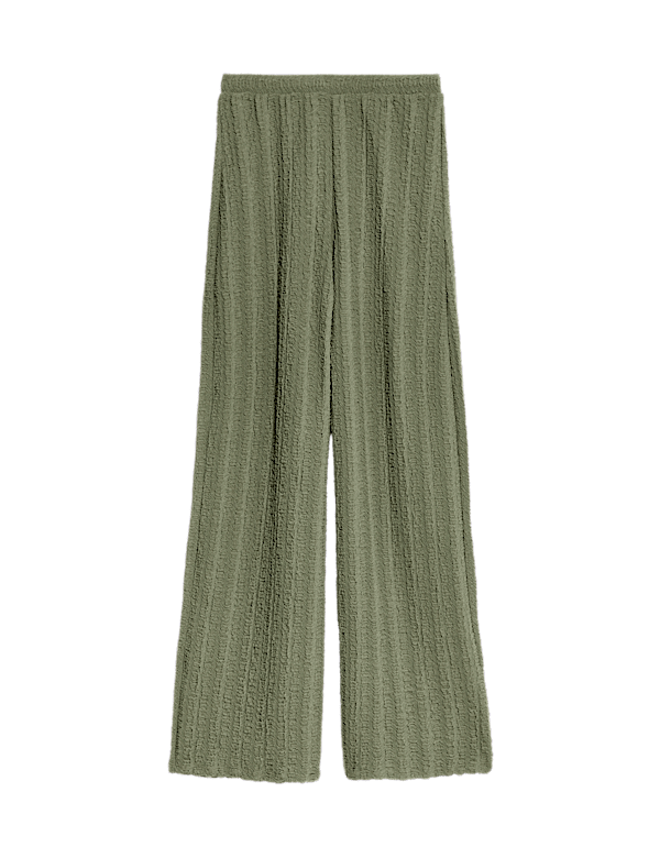 Textured Elasticated Waist Wide Leg Trousers