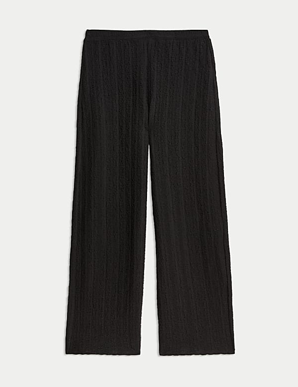 Textured Elasticated Waist Wide Leg Trousers - ID