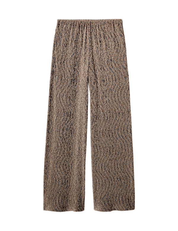 Velvet Crinkle Wide Leg Trousers
