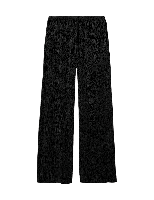 Velvet Crinkle Wide Leg Trousers