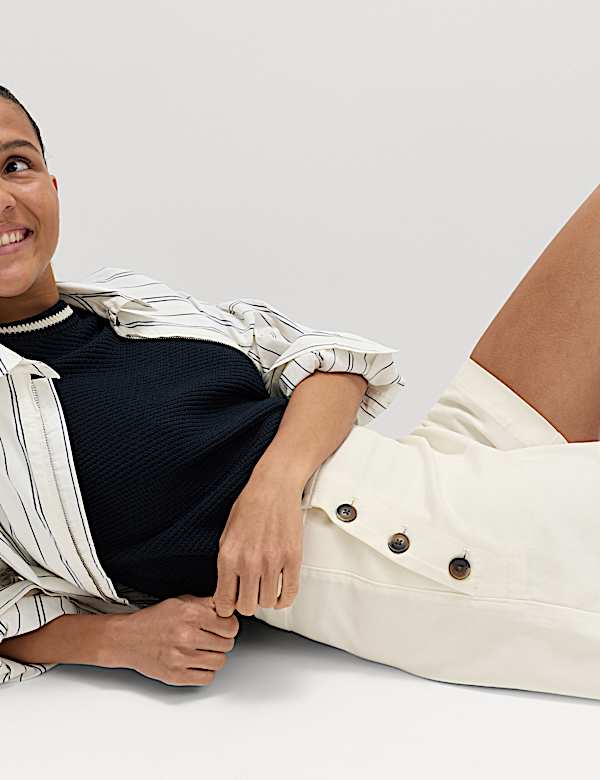 Lyocell Rich Button Detail Shorts - KR