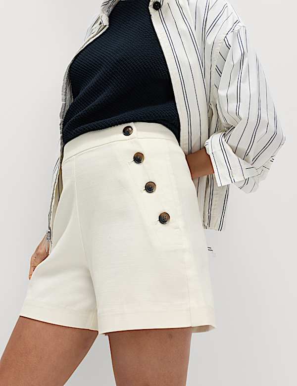 Lyocell Rich Button Detail Shorts - KR