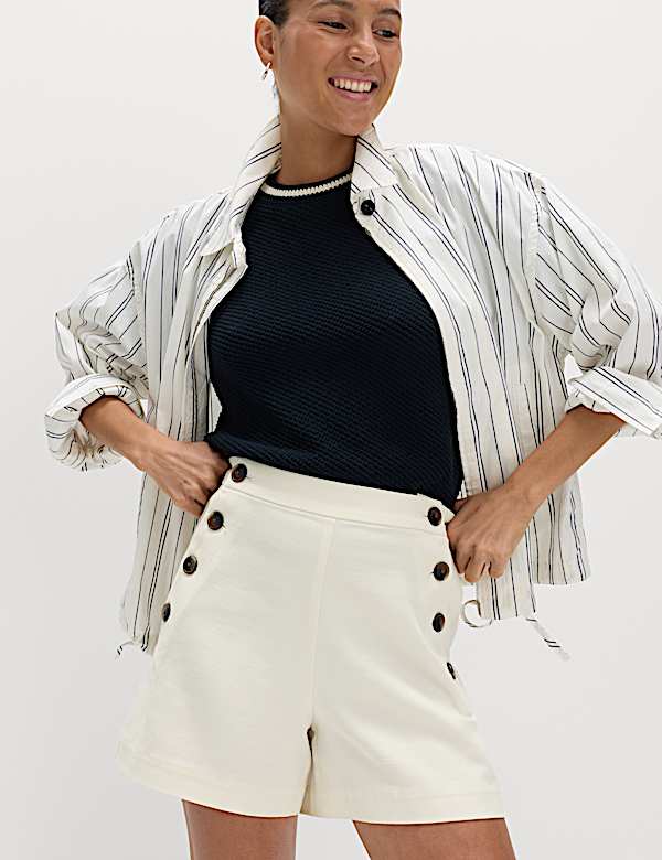 Lyocell Rich Button Detail Shorts - KR