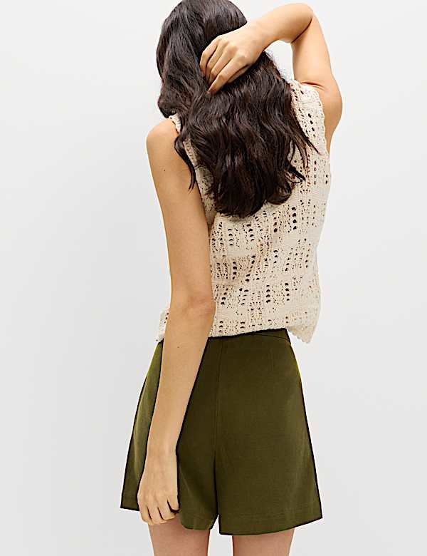 Lyocell Rich Button Detail Shorts - GR
