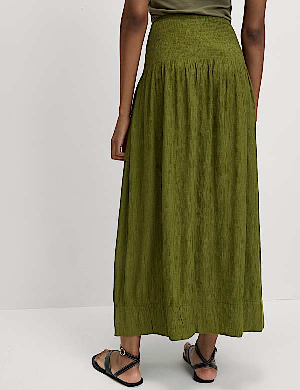Crinkle Textured Midaxi Circle Skirt - BG