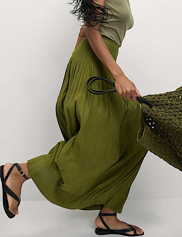 Crinkle Textured Midaxi Circle Skirt - BG