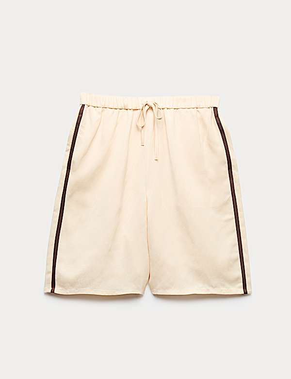 Side Stripe Longline Shorts with Linen - LT