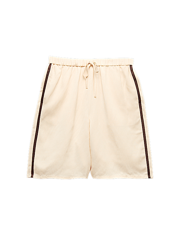 Side Stripe Longline Shorts with Linen