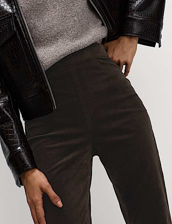 Cord High Waisted Flared Jeggings - US