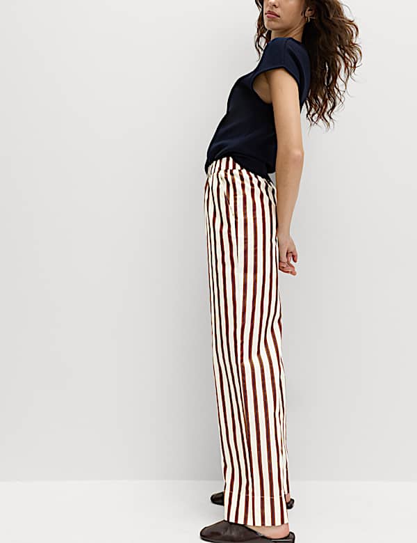 Pure Cotton Poplin Pull On Straight Leg Trousers