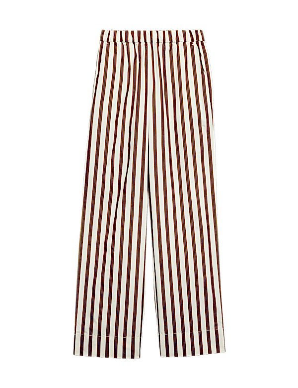 Pure Cotton Poplin Pull On Straight Leg Trousers