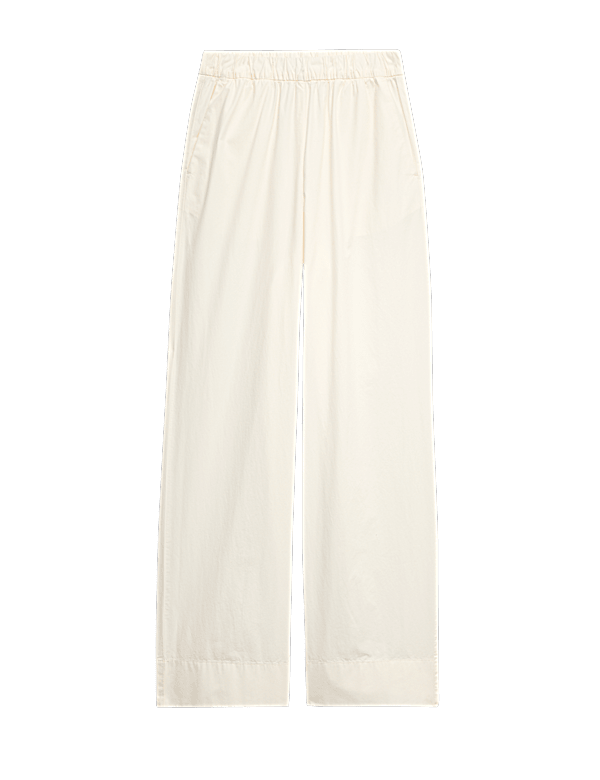 Pure Cotton Poplin Pull On Straight Leg Trousers