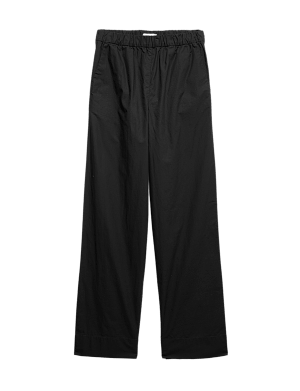 Pure Cotton Poplin Pull On Straight Leg Trousers