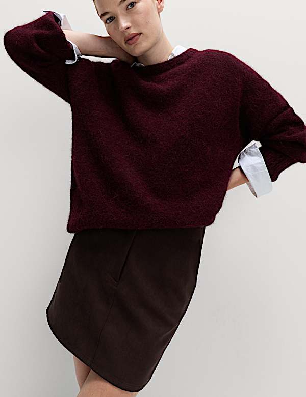 Suedette Mini A-Line Skirt - NO