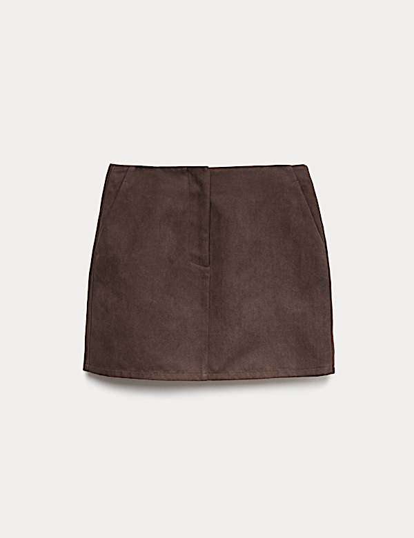 Suedette Mini A-Line Skirt - NO
