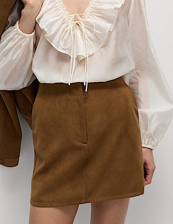 Suedette Mini A-Line Skirt - JP