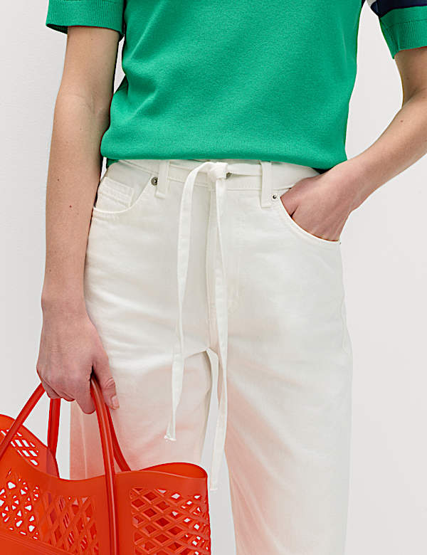 Drawstring Wide Leg Jeans - VN