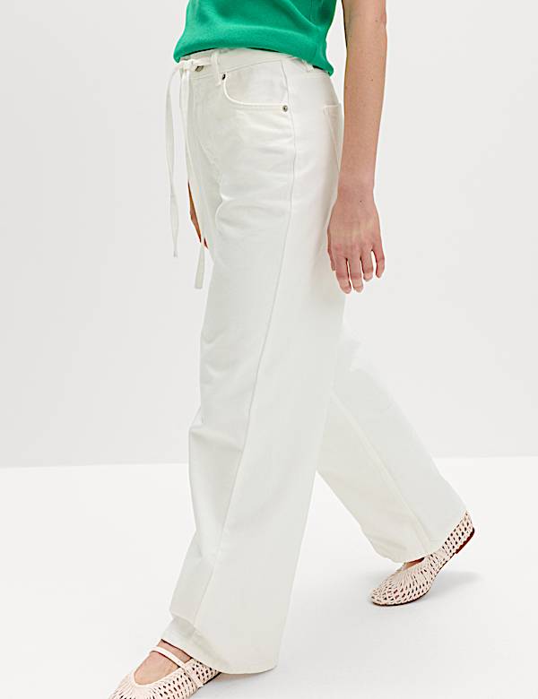 Drawstring Wide Leg Jeans - VN