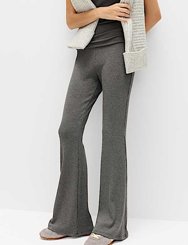Ribbed Fold Over Kickflare Leggings - UA