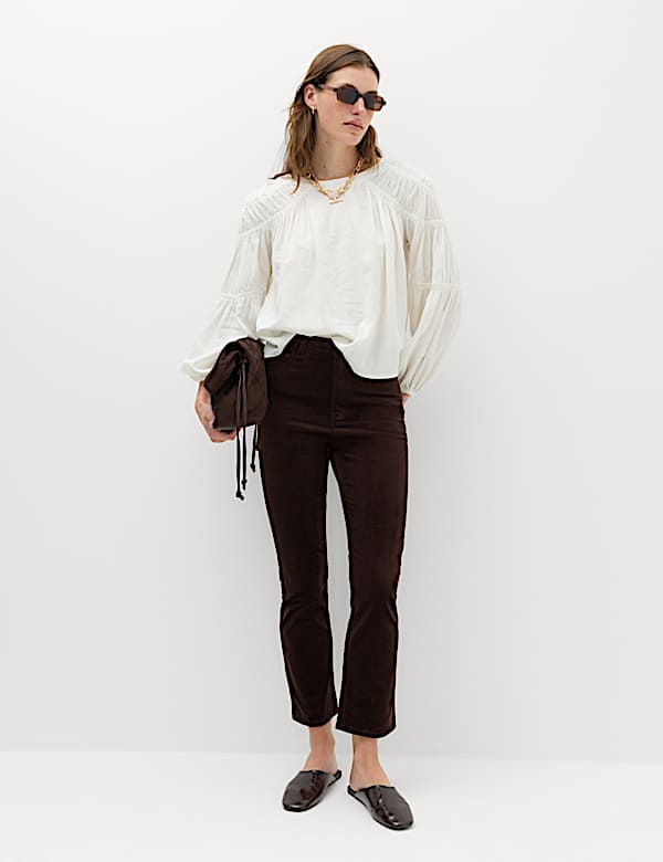 Cord Flare Cropped Trousers