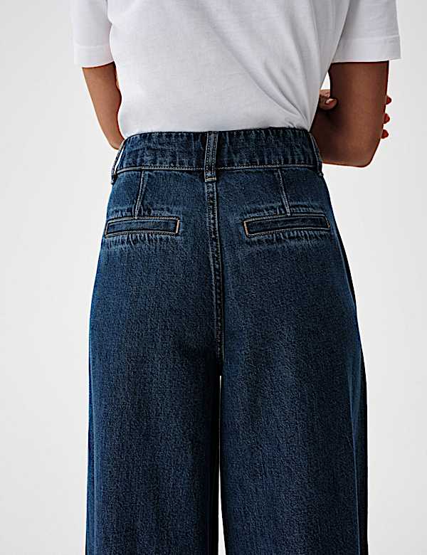 Twill Pleated Formal Wide Leg Jean - CA