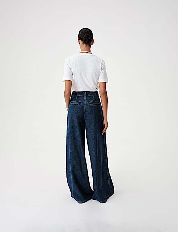 Twill Pleated Formal Wide Leg Jean - CA