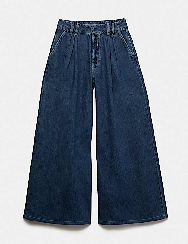 Twill Pleated Formal Wide Leg Jean - CA