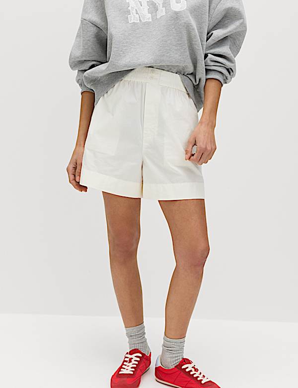 Pure Cotton Poplin High Waisted Shorts - CY