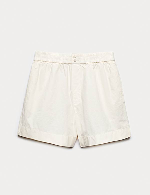 Pure Cotton Poplin High Waisted Shorts - CY