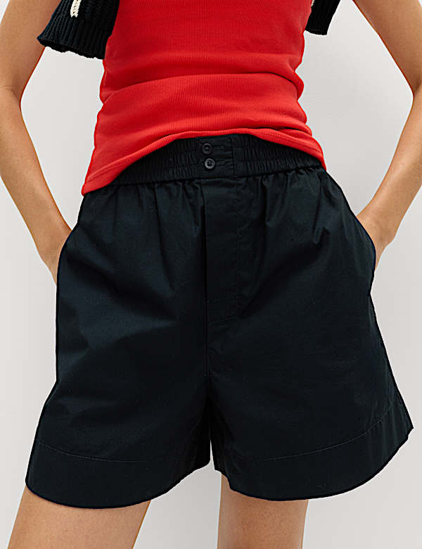 Pure Cotton Poplin High Waisted Shorts