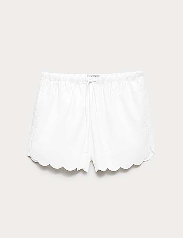Pure Cotton Scallop Hem Shorts - DK