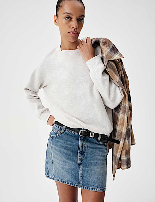 Denim A Line Mini Skirt - CA
