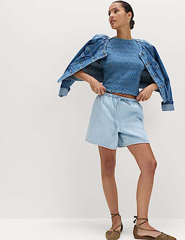 2pk Cotton Rich Pull On Denim Shorts - AL