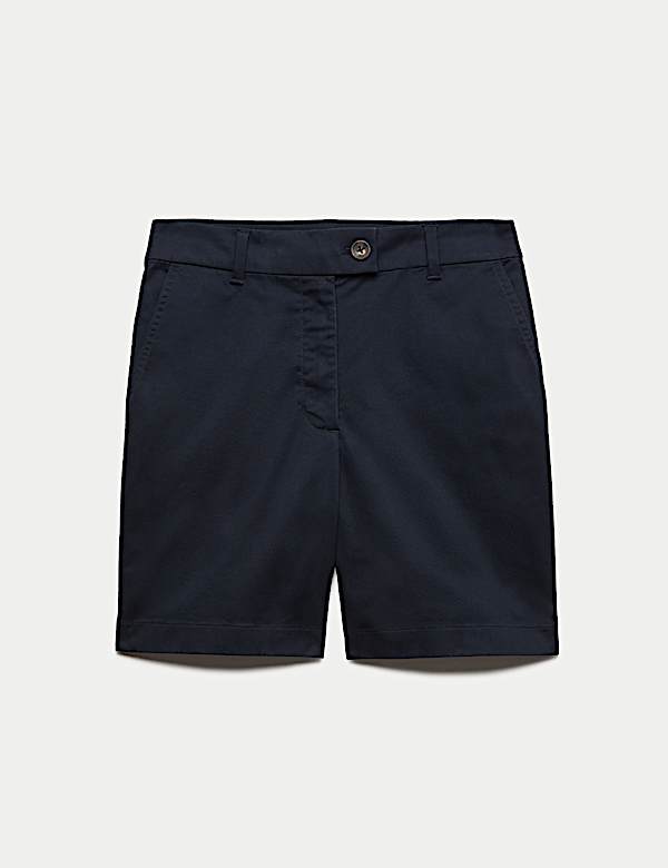 Katoenrijke, korte chino met hoge taille - NL