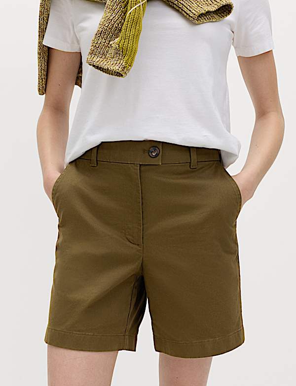 Cotton Rich High Waisted Chino Shorts - AU