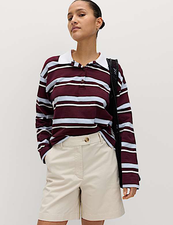 Cotton Rich High Waisted Chino Shorts