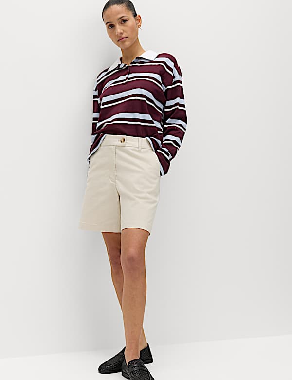 Cotton Rich High Waisted Chino Shorts