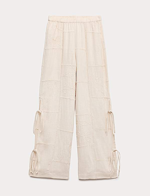 Wide Leg Trousers with Linen - CA