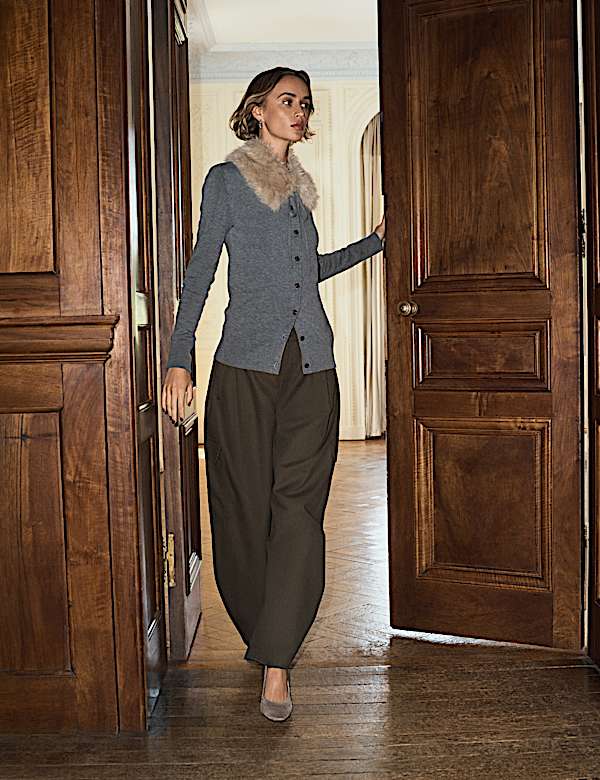 Pure Cotton Cargo Barrel Leg Trousers