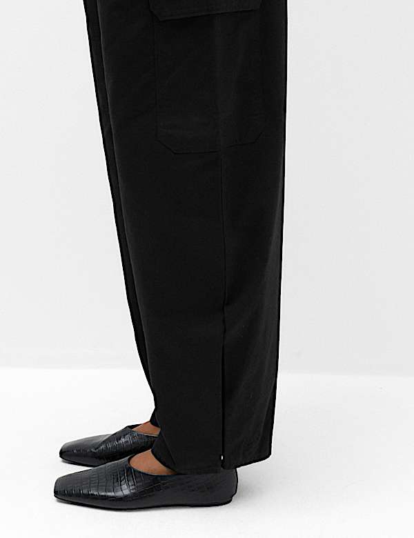 Pure Cotton Cargo Barrel Leg Trousers