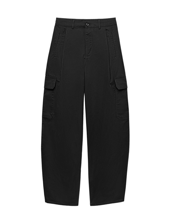 Pure Cotton Cargo Barrel Leg Trousers