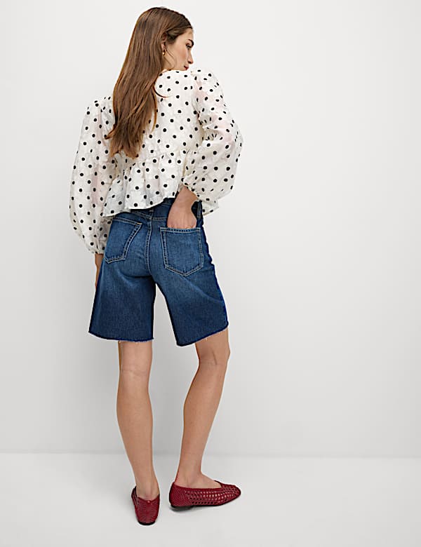 Pure Cotton Denim Bermuda Shorts - US
