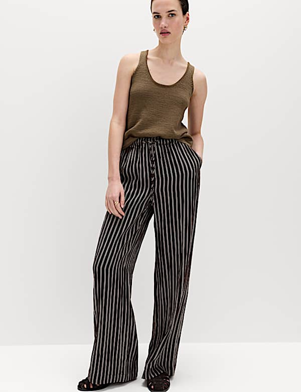 Lyocell Rich Drawstring Wide Leg Trousers