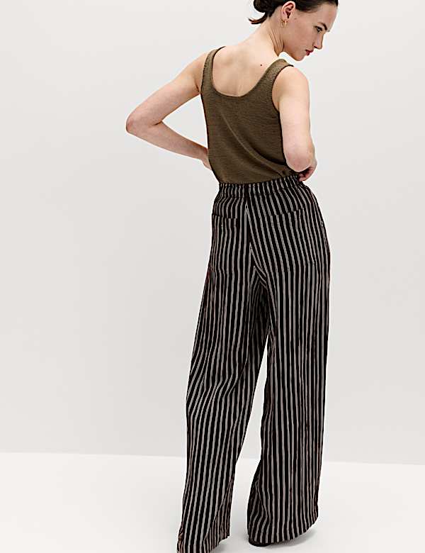 Lyocell Rich Drawstring Wide Leg Trousers - BE